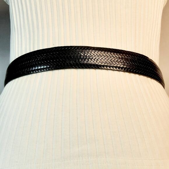 Brighton Onyx Black Full Grain Leather Belt 32 Waist Distressed Hardware - Picture 3 of 12